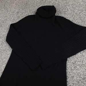 Willi Smith Dress Womens S Black Merino Wool Turtleneck Sweater Tunic Cozy Soft